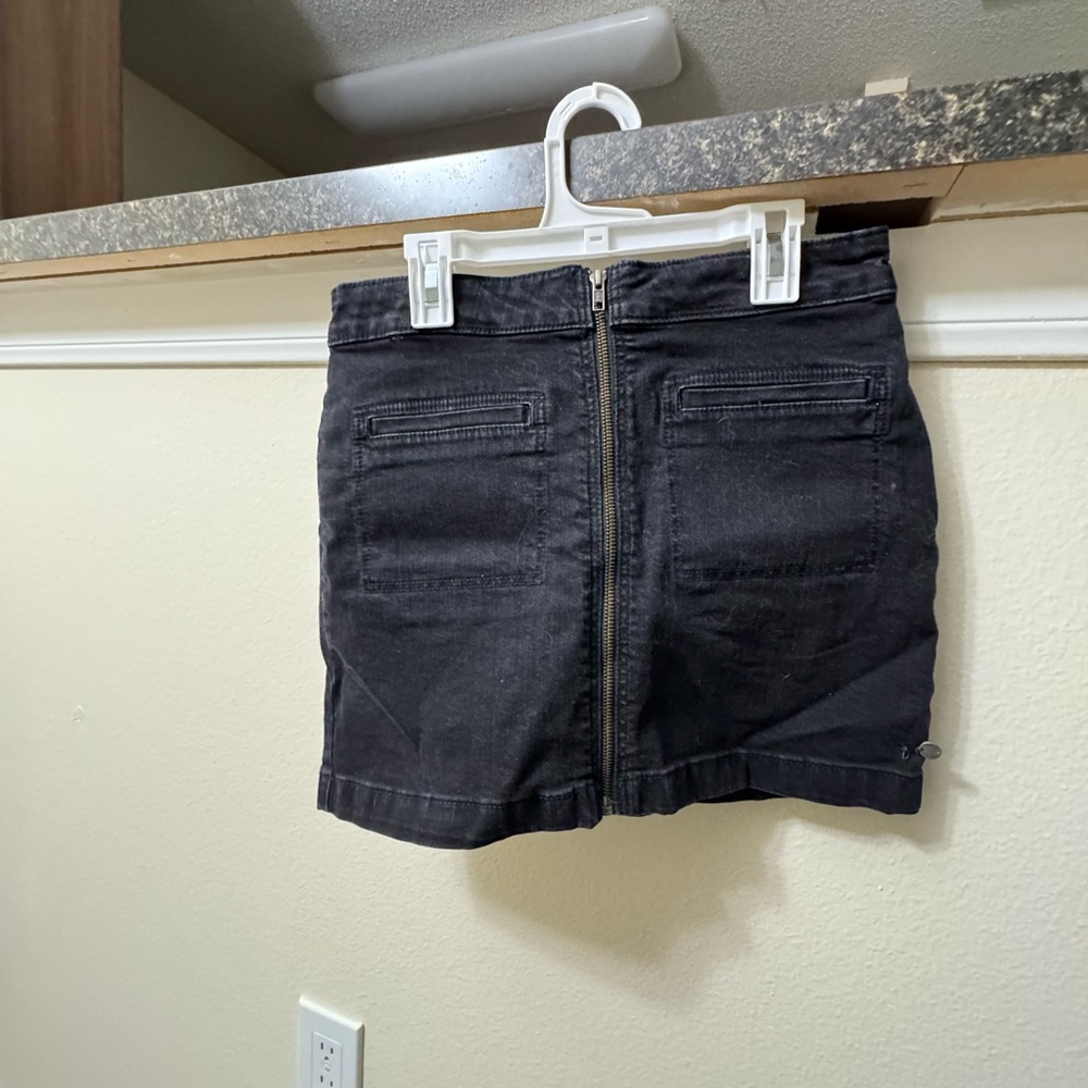 Roxy Charcoal Denim Skirt with Zipper